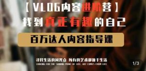 vlog内容进阶营,找到真正有趣的自己,百万达人内容指导课-赚金金-技能学习分享