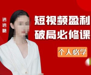 2023最新透透糖短视频盈利破局必修课——个人必学-赚金金-技能学习分享