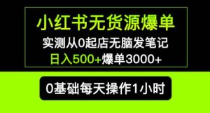 小红书无货源爆单实测从0起店无脑发笔记爆单3000+长期项目可多店-赚金金-技能学习分享