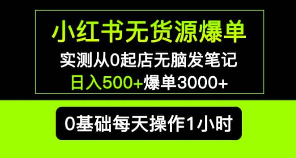 小红书无货源爆单实测从0起店无脑发笔记爆单3000+长期项目可多店-赚金金-技能学习分享