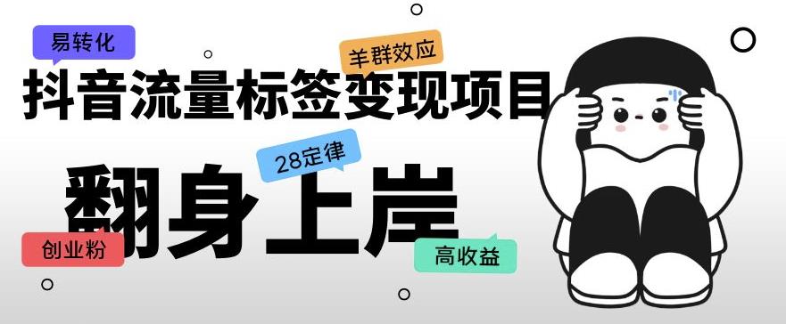 抖音流量标签变现项目,抖音创业粉轻松转化,单价高收益简单-赚金金-技能学习分享