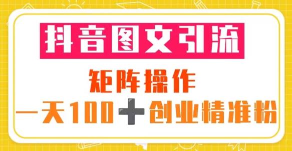 抖音图文引流矩阵操作一天100+创业精准粉(5节视频课+素材模板)-赚金金-技能学习分享