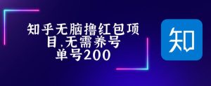 最新知乎撸红包项长久稳定项目,稳定轻松撸低保【详细玩法教程】-赚金金-技能学习分享