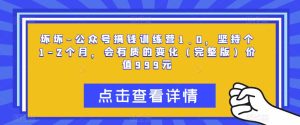坏坏-公众号搞钱训练营1.0,坚持个1-2个月,会有质的变化(完整版)价值999元-赚金金-技能学习分享