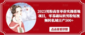 2023男粉高客单价实操落地项目,零基础玩转男粉短视频转私域日产500+-赚金金-技能学习分享