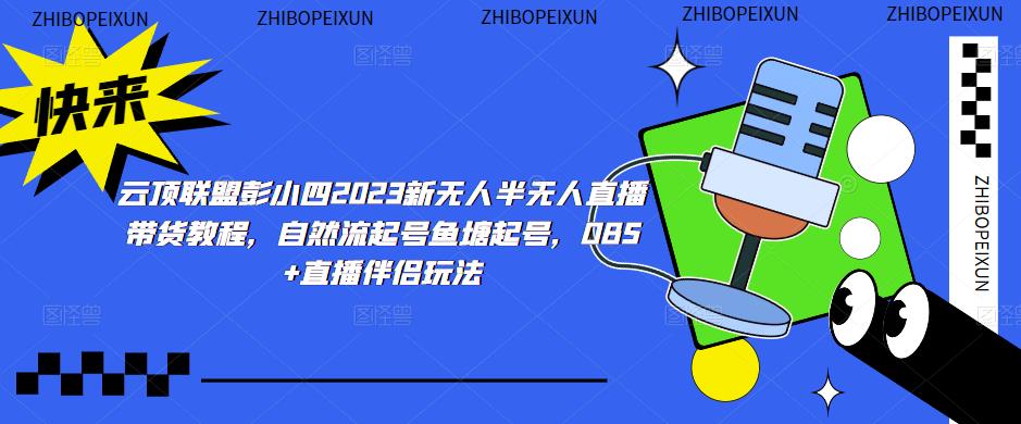 云顶联盟彭小四2023新无人半无人直播带货教程,自然流起号鱼塘起号,OBS+直播伴侣玩法-赚金金-技能学习分享