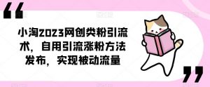 小淘2023网创类粉引流术,自用引流涨粉方法发布,实现被动流量-赚金金-技能学习分享