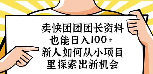 卖快团团团长资料也能日入100+新人如何从小项目里探索出新机会-赚金金-技能学习分享