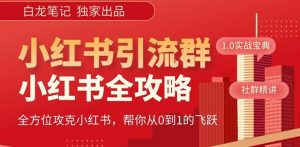【白龙笔记】价值980元的《小红书运营和引流课》,日引100高质量粉-赚金金-技能学习分享