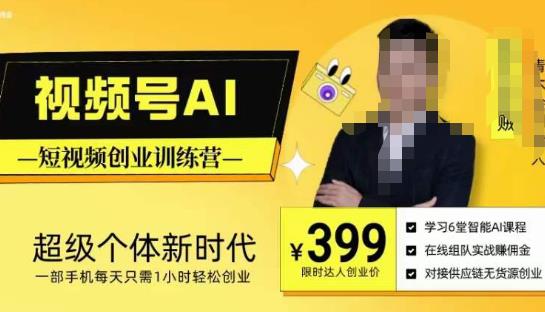 视频号AI短视频创业训练营，超级个体新时代，一部手机每天只需1小时轻松创业-赚金金-技能学习分享