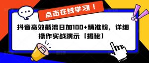 抖音高效截流日加100+精准粉,详细操作实战演示【揭秘】-赚金金-技能学习分享