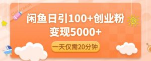 闲鱼引流精准创业粉,每天20分钟,日引流100+,变现5000+-赚金金-技能学习分享