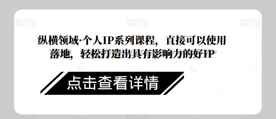 纵横领域·个人IP系列课程，直接可以使用落地，轻松打造出具有影响力的好IP-赚金金-技能学习分享