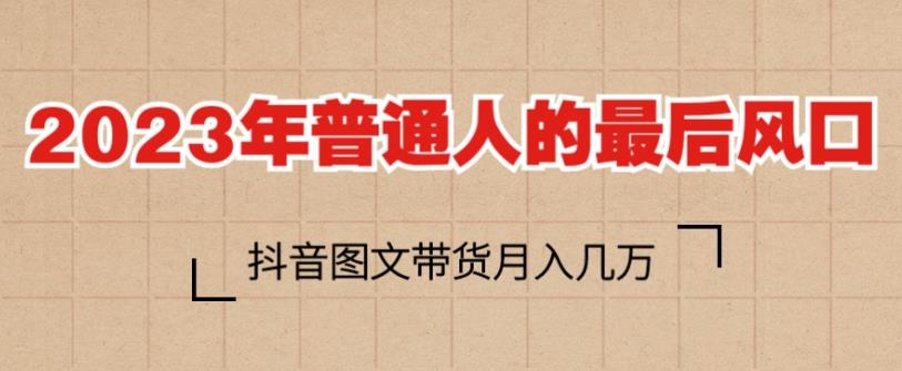 2023年普通人的最后风口，抖音图文带货月入几万，只需一部手机即可操作-赚金金-技能学习分享