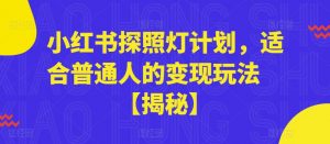 小红书探照灯计划,适合普通人的变现玩法【揭秘】-赚金金-技能学习分享