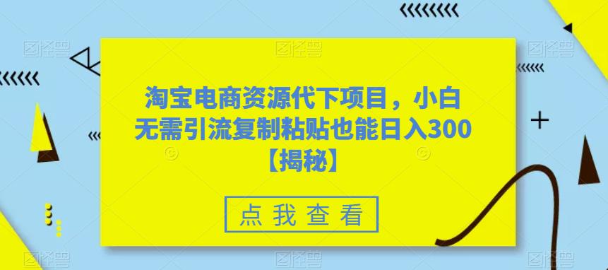 淘宝电商资源代下项目，小白无需引流复制粘贴也能日入300＋【揭秘】-赚金金-技能学习分享
