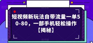 短视频新玩法自带流量一单50-80,一部手机轻松操作【揭秘】-赚金金-技能学习分享