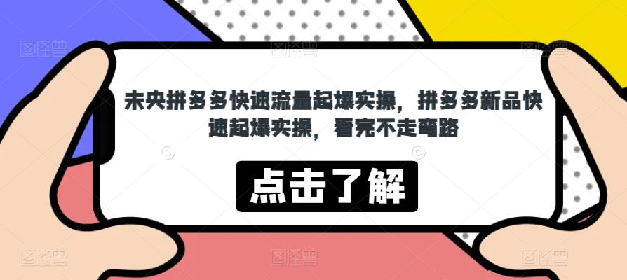 未央拼多多快速流量起爆实操，拼多多新品快速起爆实操，看完不走弯路-赚金金-技能学习分享