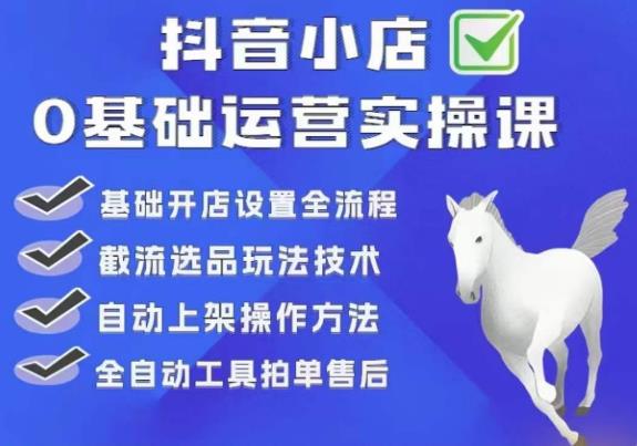 白马电商·0基础抖店运营实操课，基础开店设置全流程，截流选品玩法技术-赚金金-技能学习分享