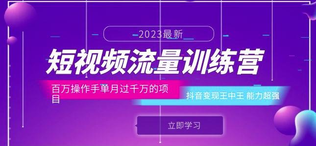 短视频流量训练营：百万操作手单月过千万的项目：抖音变现王中王能力超强-赚金金-技能学习分享