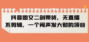 抖音图文二创带货,无直播,不剪辑,一个闷声发大财的项目【揭秘】-赚金金-技能学习分享