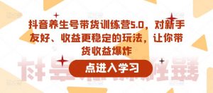 抖音养生号带货训练营5.0,对新手友好、收益更稳定的玩法,让你带货收益爆炸(更新)-赚金金-技能学习分享