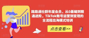 路路通社群年度会员,从0基础到精通进阶,TikTok账号运营到变现的全流程出海模式培训-赚金金-技能学习分享
