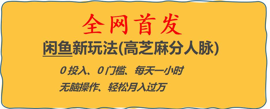 闲鱼新玩法(高芝麻分人脉)0投入0门槛,每天一小时，轻松月入过万【揭秘】-赚金金-技能学习分享