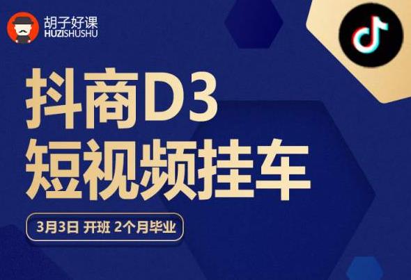 胡子好课 抖商D3短视频挂车：内容账户定位+短视频拍摄和剪辑+涨粉短视频实操指南等-赚金金-技能学习分享