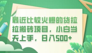 最近比较火爆的货拉拉搬砖项目,小白当天上手,日入500+【揭秘】-赚金金-技能学习分享
