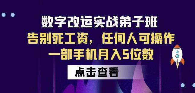 数字改运实战弟子班：告别死工资，任何人可操作，一部手机月入5位数-赚金金-技能学习分享
