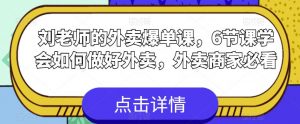 刘老师的外卖爆单课,6节课学会如何做好外卖,外卖商家必看-赚金金-技能学习分享