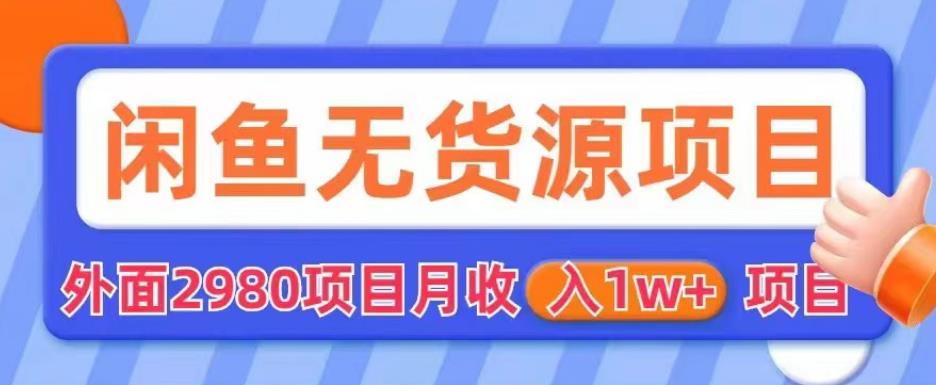 外面2980卖闲鱼无货源项目，月收入1w+【揭秘】-赚金金-技能学习分享