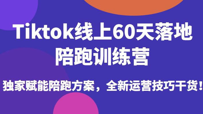 Tiktok线上60天落地陪跑训练营，独家赋能陪跑方案，全新运营技巧干货-赚金金-技能学习分享