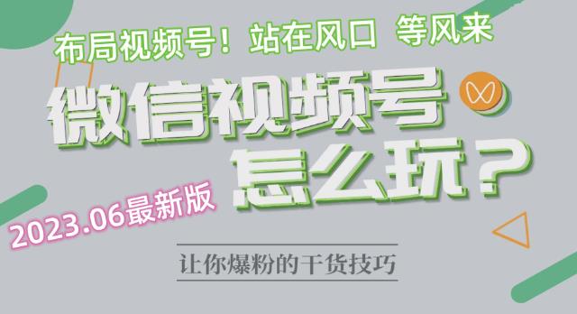 2023.6视频号最新玩法讲解，布局视频号，站在风口上-赚金金-技能学习分享