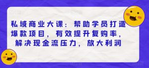 私域商业大课:帮助学员打造爆款项目,有效提升复购率,解决现金流压力,放大利润-赚金金-技能学习分享