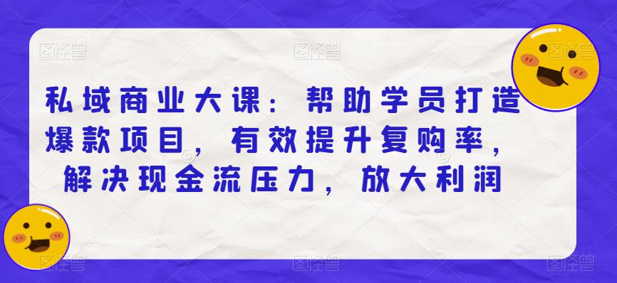 私域商业大课：帮助学员打造爆款项目，有效提升复购率，解决现金流压力，放大利润-赚金金-技能学习分享