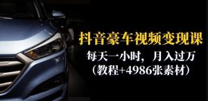 抖音豪车视频变现分享课:每天一小时,月入过万(教程+4986张素材)-赚金金-技能学习分享