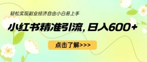 小红书精准引流,小白日入600+,轻松实现副业经济自由(教程+1153G资源)-赚金金-技能学习分享