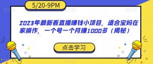 2023年最新看直播赚钱小项目,适合宝妈在家操作,一个号一个月赚1000多(揭秘)-赚金金-技能学习分享