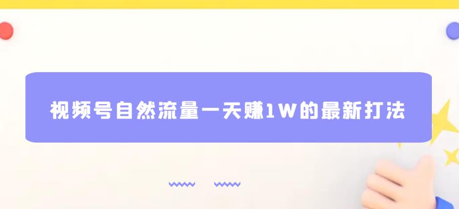 视频号自然流量一天赚1W的最新打法，基本0投资【揭秘】-赚金金-技能学习分享