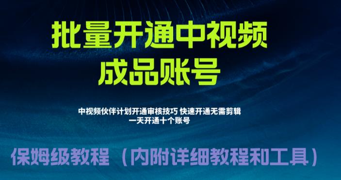 外面收费1980的暴力开通中视频计划教程，内附详细的快速通过中视频伙伴计划的办法-赚金金-技能学习分享