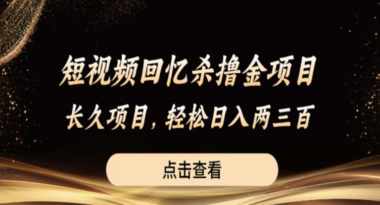 短视频回忆杀撸金项目，长久项目，轻松日入两三张【揭秘】-赚金金-技能学习分享