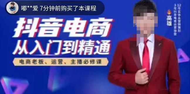 高雄哥·抖音电商从入门到精通，​从账号、流量、人货场、主播、店铺五个方面全面解析抖音电商核心逻辑-赚金金-技能学习分享