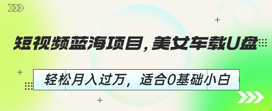 短视频蓝海项目，美女车载U盘，轻松月入过万，适合0基础小白【揭秘】-赚金金-技能学习分享