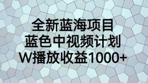 全新蓝海项目,蓝色中视频计划,1W播放量1000+【揭秘】-赚金金-技能学习分享