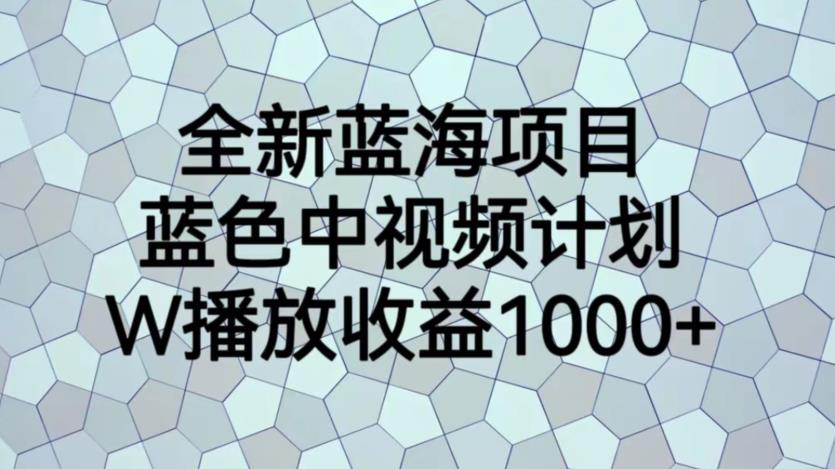 全新蓝海项目，蓝色中视频计划，1W播放量1000+【揭秘】-赚金金-技能学习分享