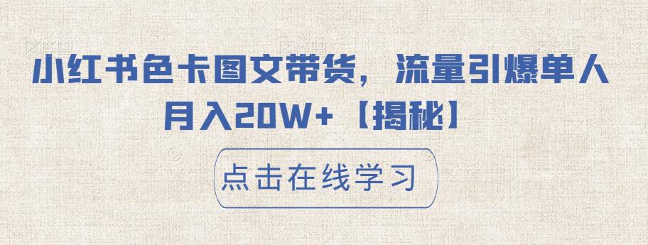 小红书色卡图文带货，流量引爆单人月入20W+【揭秘】-赚金金-技能学习分享