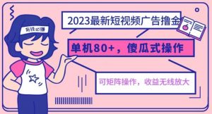 2023最新玩法短视频广告撸金,亲测单机收益80+,可矩阵,傻瓜式操作,小白可上手【揭秘】-赚金金-技能学习分享