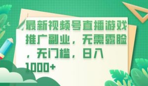 最新视频号直播游戏推广副业,无需露脸,无门槛,日入1000+【揭秘】-赚金金-技能学习分享